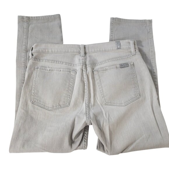 7 For All Mankind Relaxed Skinny W 27 L 25 Gray Jeans Faded - Picture 4 of 14